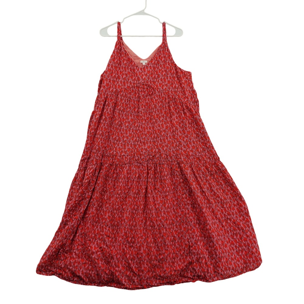 Joie Womens Boho Cottagecore Cotton Maxi Dress XXL Tea Rose Red Pink Tiered